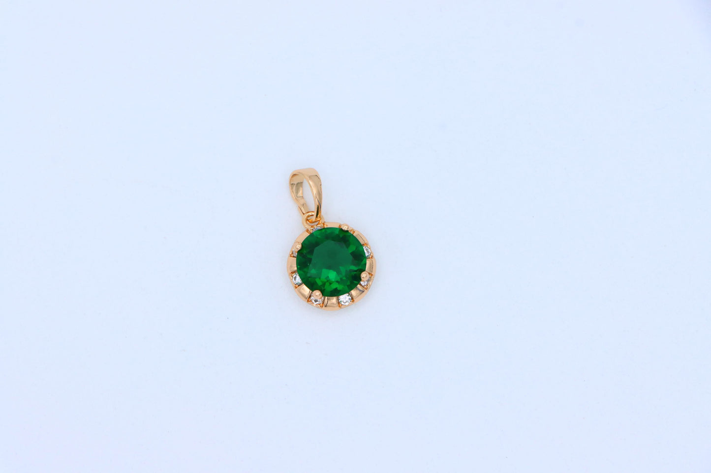 Elegant Green Round Pendant with Crystal Border in Gold Finish, XPPT1649 (2163-3)