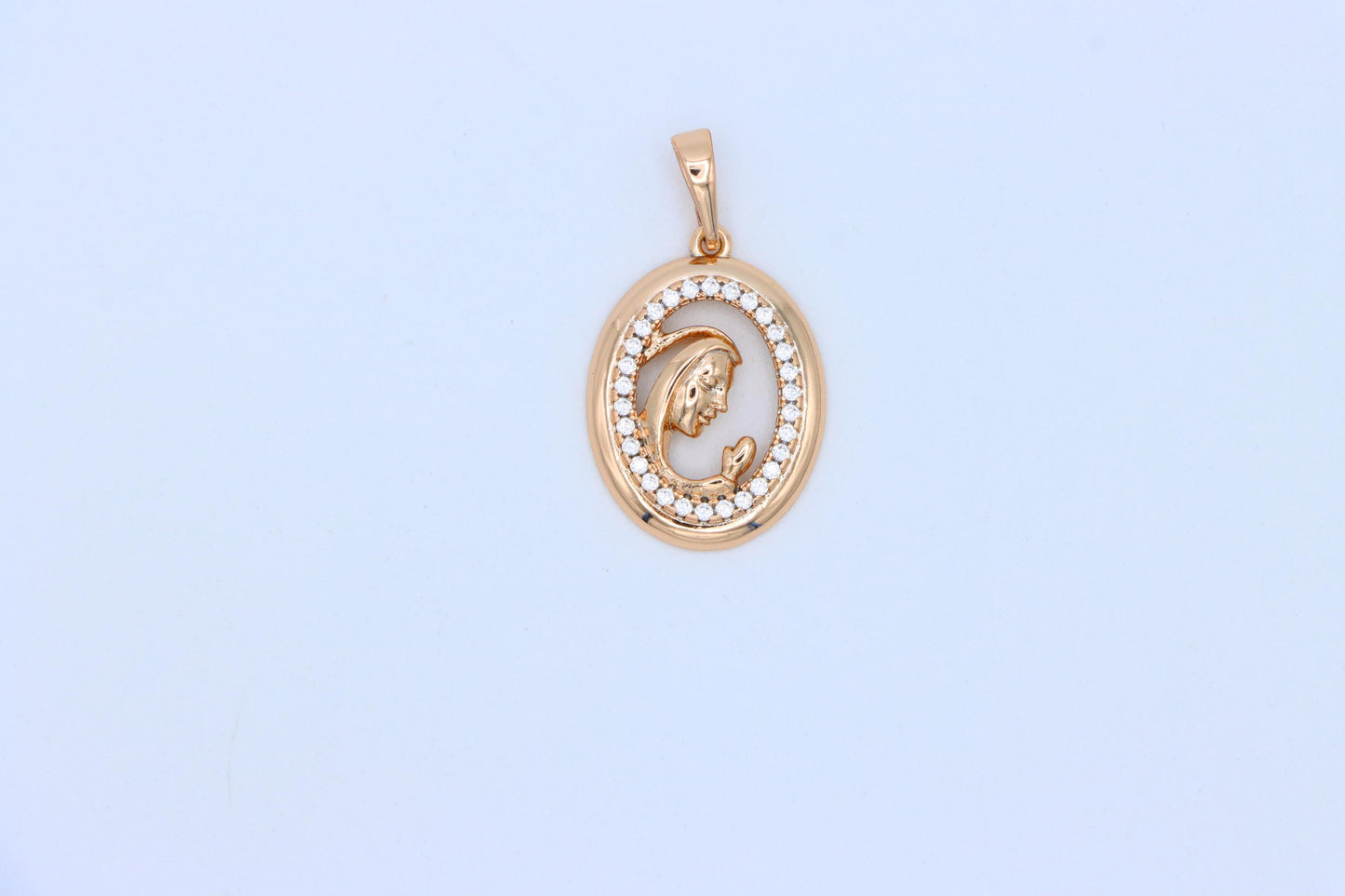 Rose Gold Oval Pendant with Mother and Child Crystal Frame Design, XPPT1511 (2140-4)