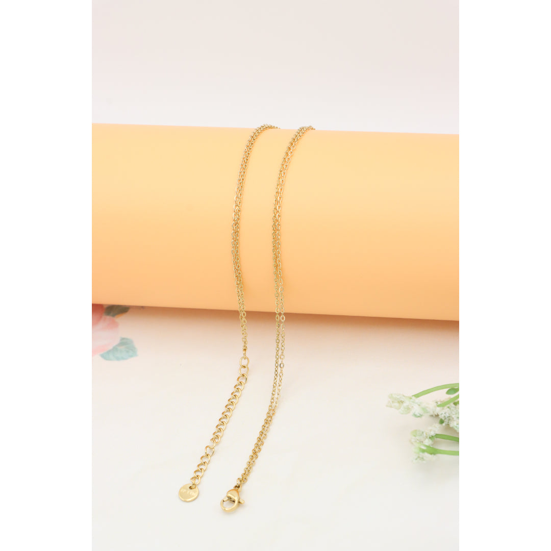 Layered Yellow Necklace with V-Shaped Pendant and Gold Bead, XPNL0370 (2037-10)