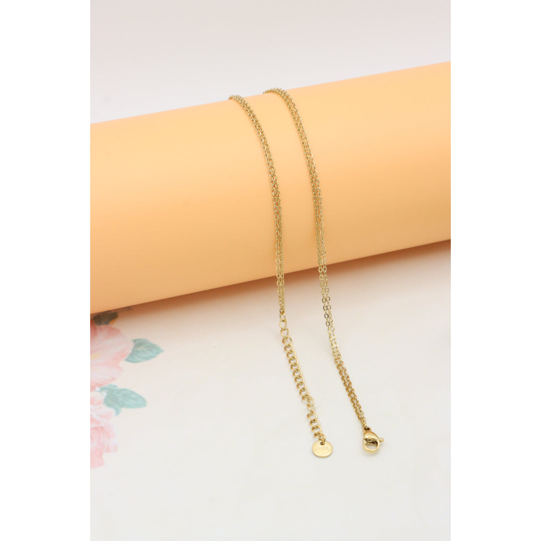 Layered Yellow Necklace with V-Shaped Pendant and Gold Bead, XPNL0370 (2037-10)