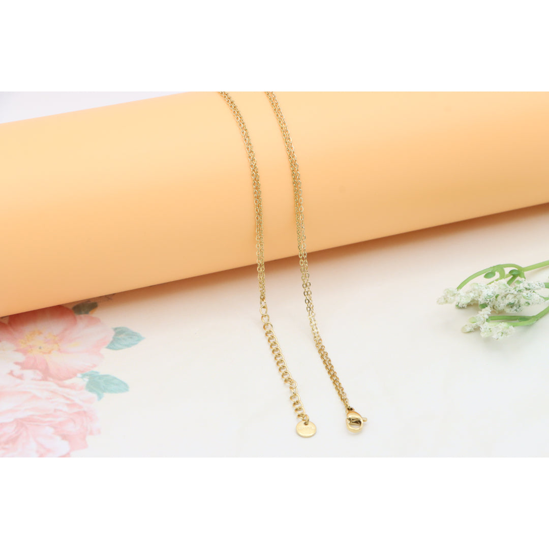Layered Yellow Necklace with V-Shaped Pendant and Gold Bead, XPNL0370 (2037-10)