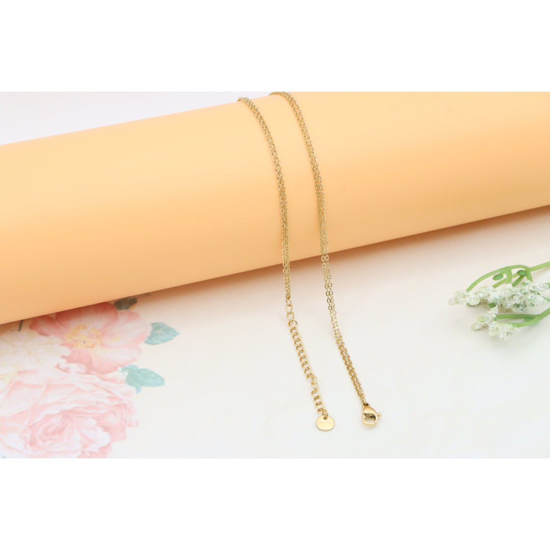 Layered Yellow Necklace with V-Shaped Pendant and Gold Bead, XPNL0370 (2037-10)