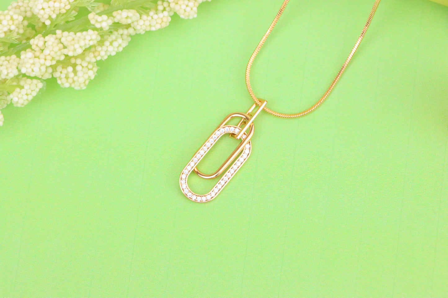 Rose Gold Dual Link Pendant with Sparkling Crystal Detailing, XPPT1512 (2140-5)