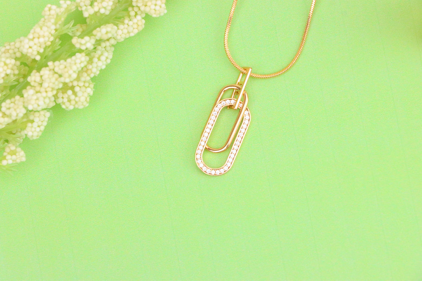 Rose Gold Dual Link Pendant with Sparkling Crystal Detailing, XPPT1512 (2140-5)