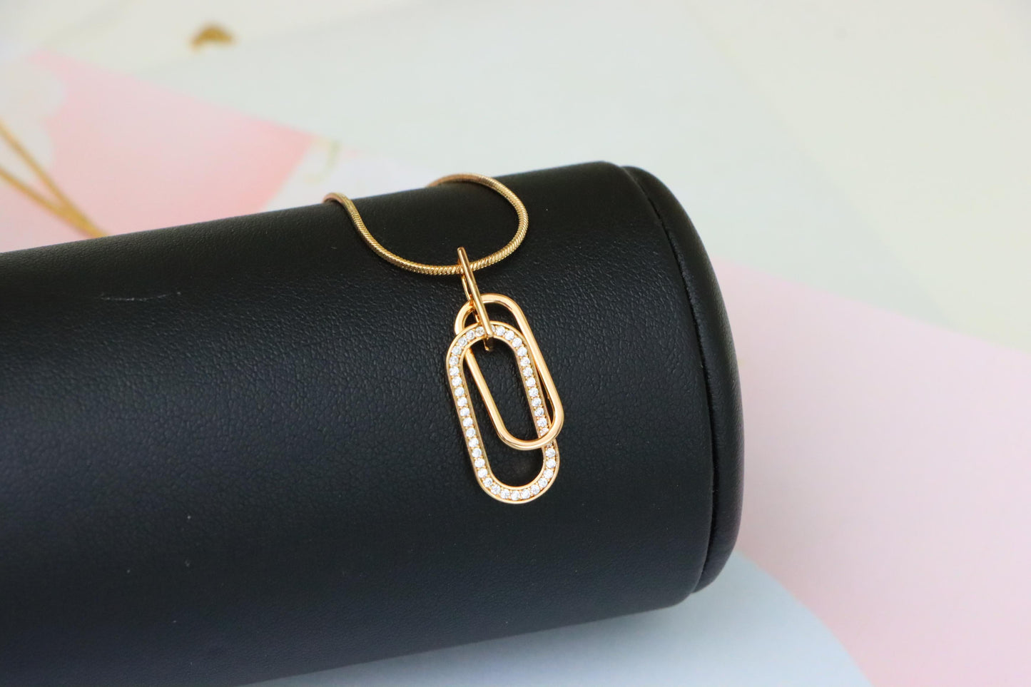 Rose Gold Dual Link Pendant with Sparkling Crystal Detailing, XPPT1512 (2140-5)