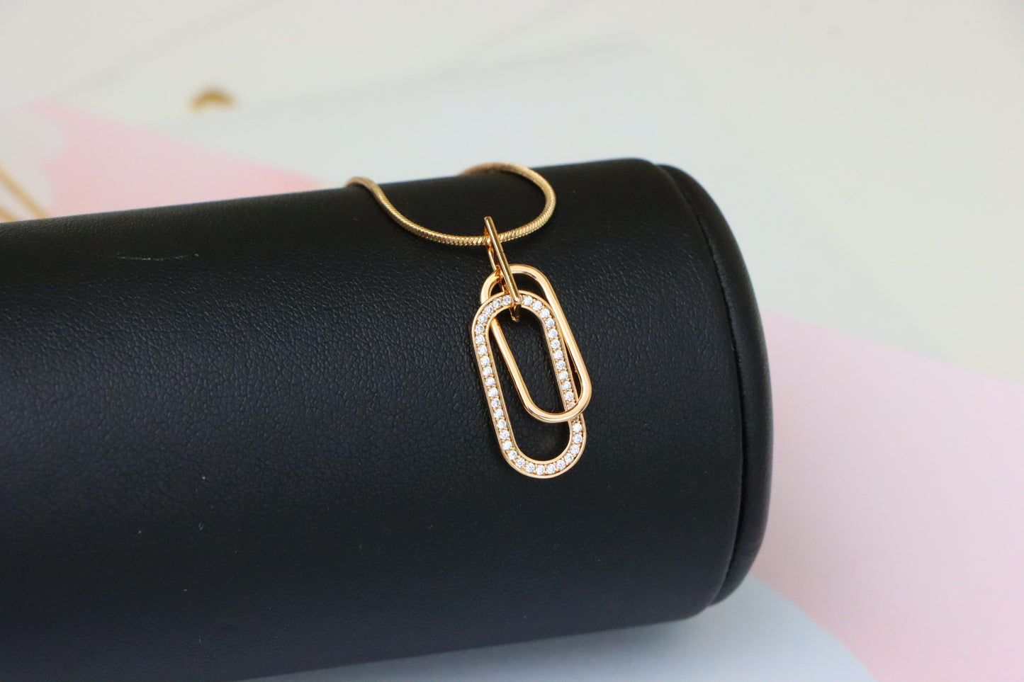 Rose Gold Dual Link Pendant with Sparkling Crystal Detailing, XPPT1512 (2140-5)