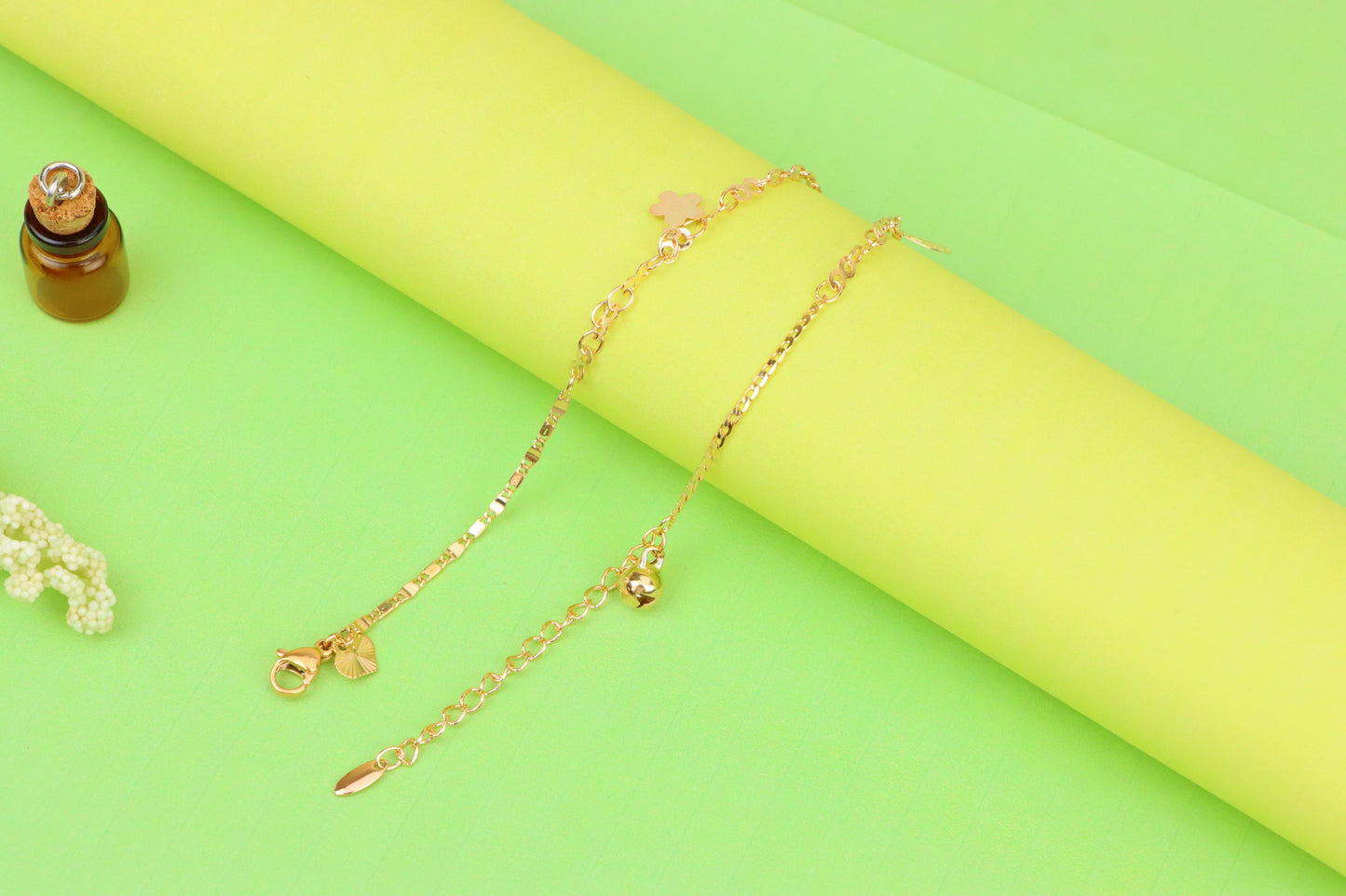 Rose Gold Plated Anklet with Mixed Charms and Elegant Detailing, XPAL1060 (2106-9)