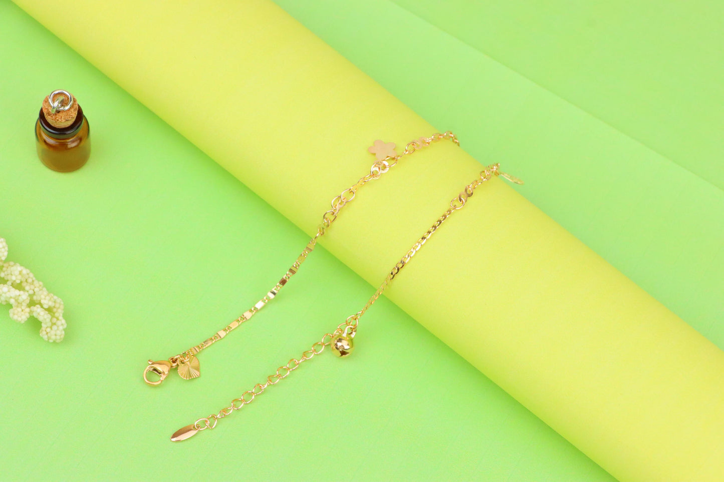 Rose Gold Plated Anklet with Mixed Charms and Elegant Detailing, XPAL1060 (2106-9)