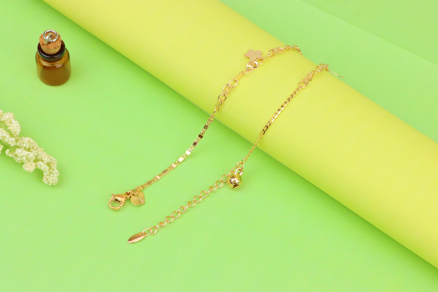Rose Gold Plated Anklet with Mixed Charms and Elegant Detailing, XPAL1060 (2106-9)