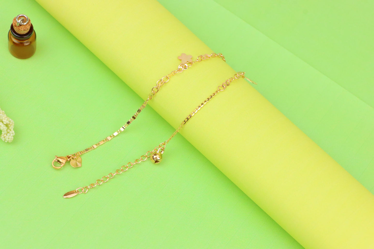 Rose Gold Plated Anklet with Mixed Charms and Elegant Detailing, XPAL1060 (2106-9)