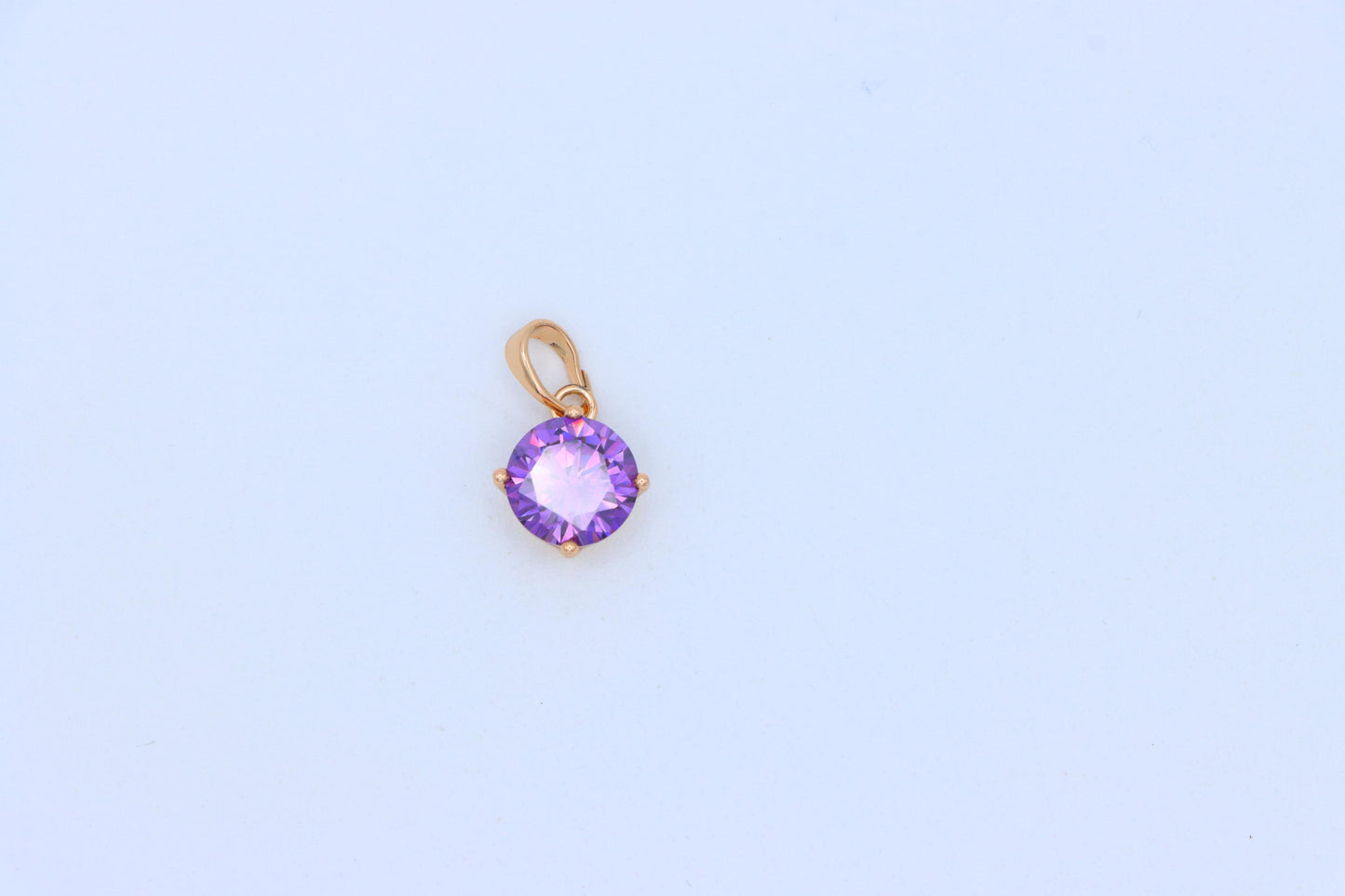 Shimmering Round Purple Pendant in Gold Plated Brass Setting, XPPT1665 (2164-1)