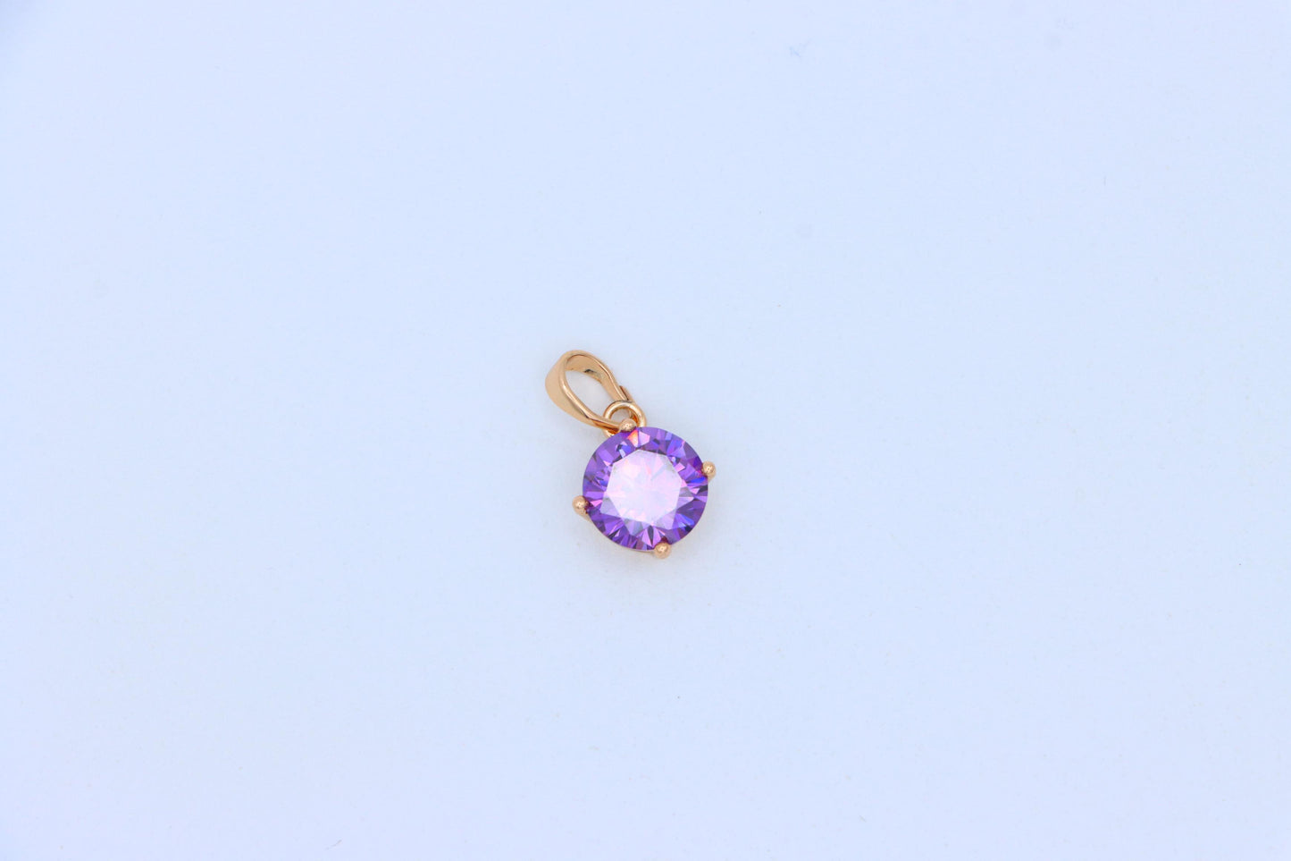 Shimmering Round Purple Pendant in Gold Plated Brass Setting, XPPT1665 (2164-1)