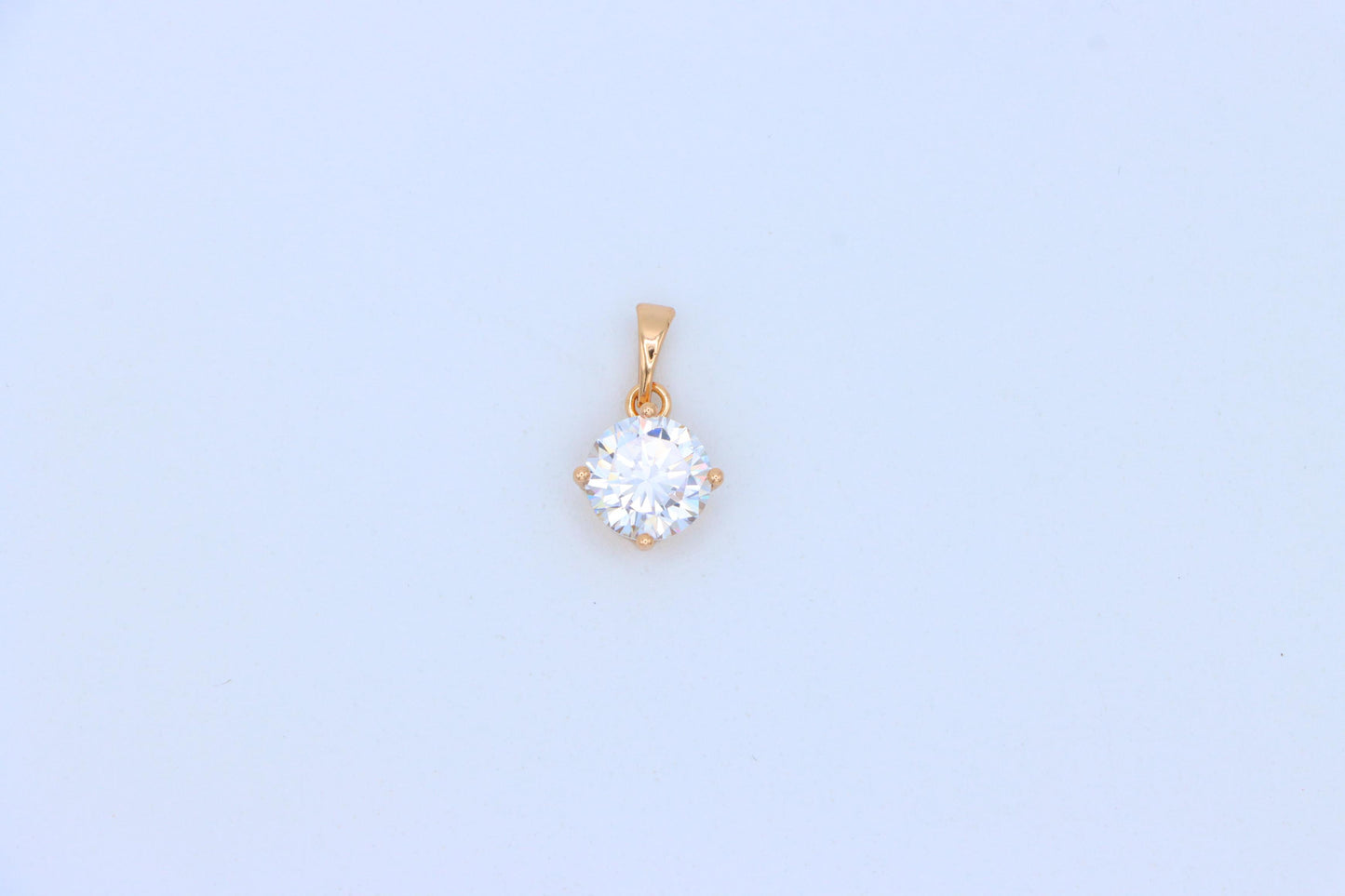 Elegant Round White Pendant in Gold Plated Brass for Women, XPPT1666 (2164-1)
