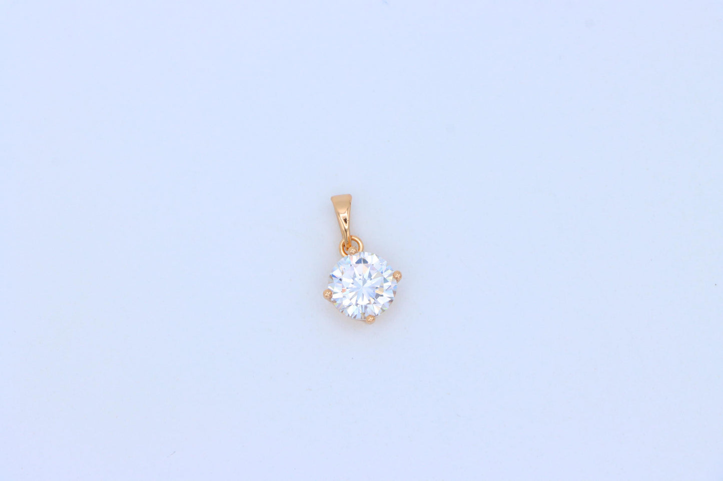 Elegant Round White Pendant in Gold Plated Brass for Women, XPPT1666 (2164-1)