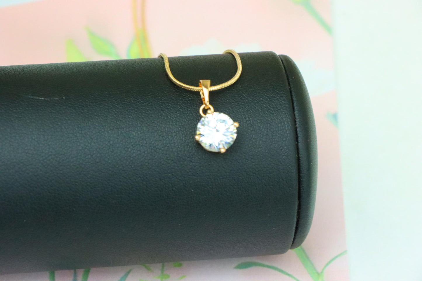 Elegant Round White Pendant in Gold Plated Brass for Women, XPPT1666 (2164-1)