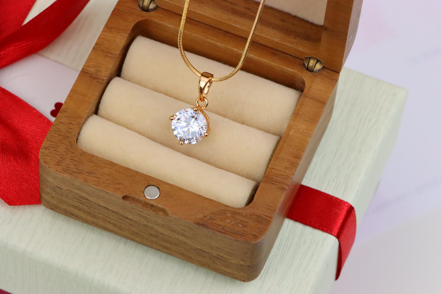 Elegant Round White Pendant in Gold Plated Brass for Women, XPPT1666 (2164-1)