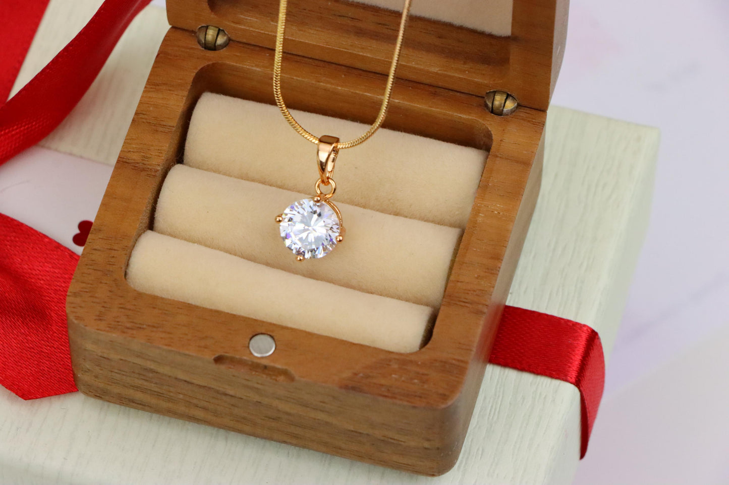 Elegant Round White Pendant in Gold Plated Brass for Women, XPPT1666 (2164-1)