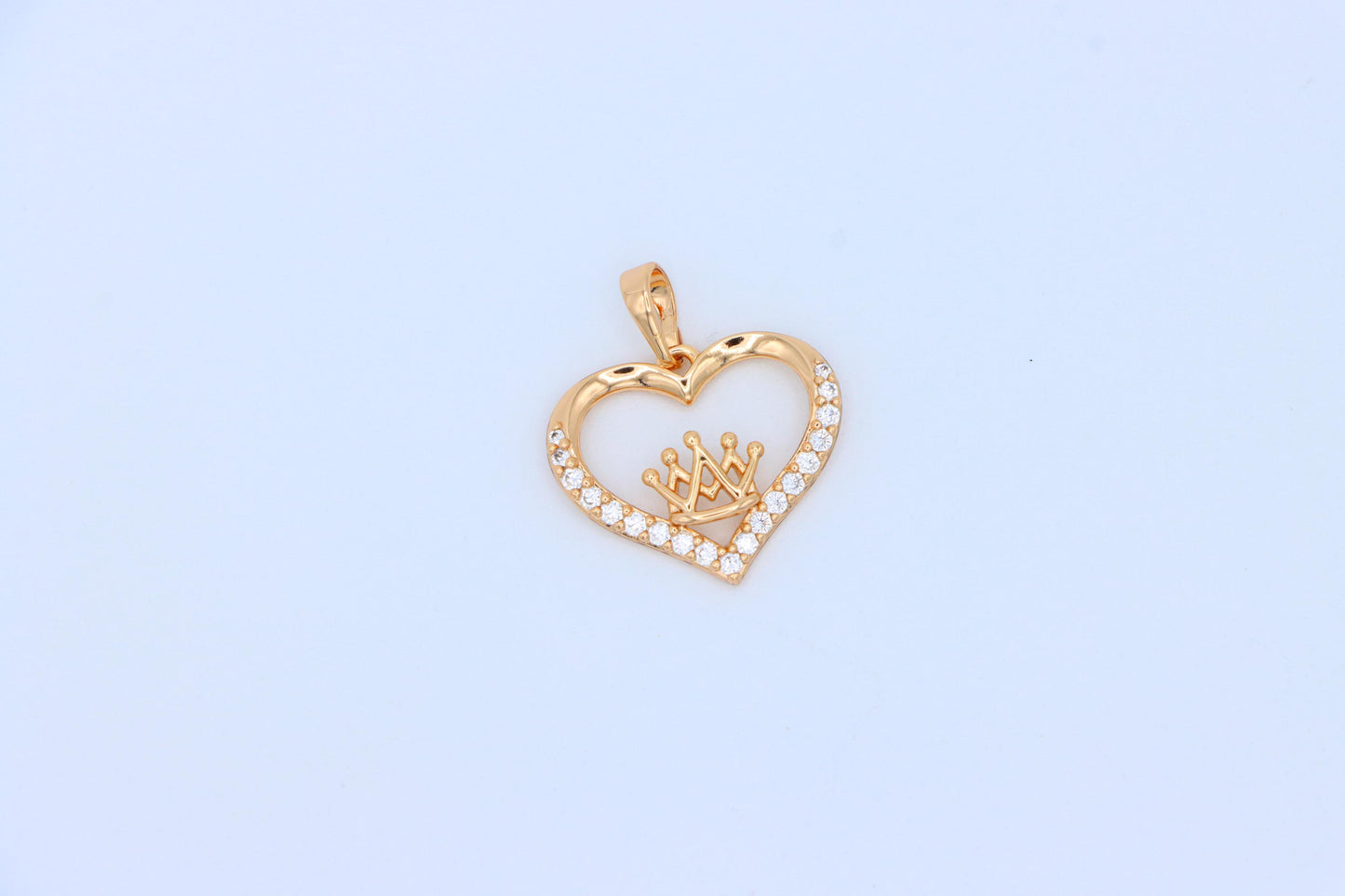 Heart-Shaped Rose Gold Pendant with Crown Design and CZ Stones, XPPT1517 (2140-10)