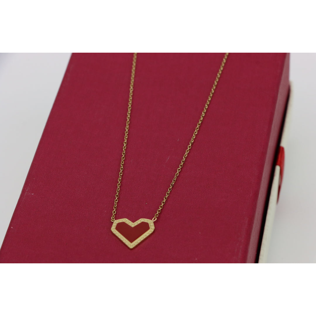 Red Heart Pendant Yellow Necklace with Elegant Gold Plated Chain, XPNL0377 (2038-7)