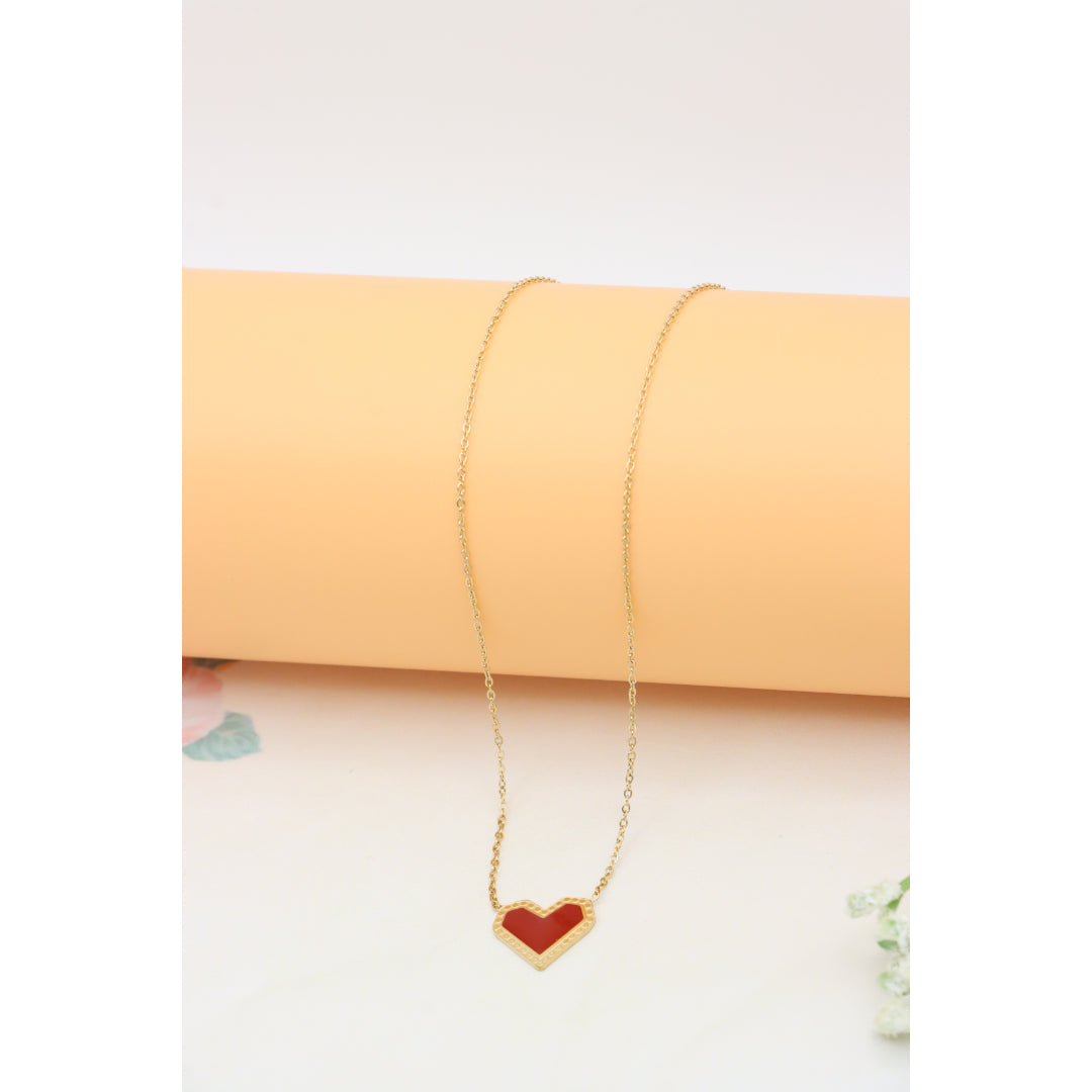 Red Heart Pendant Yellow Necklace with Elegant Gold Plated Chain, XPNL0377 (2038-7)
