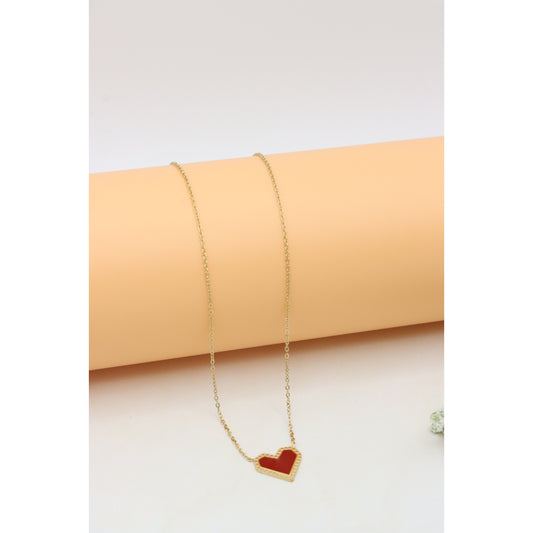 Red Heart Pendant Yellow Necklace with Elegant Gold Plated Chain, XPNL0377 (2038-7)