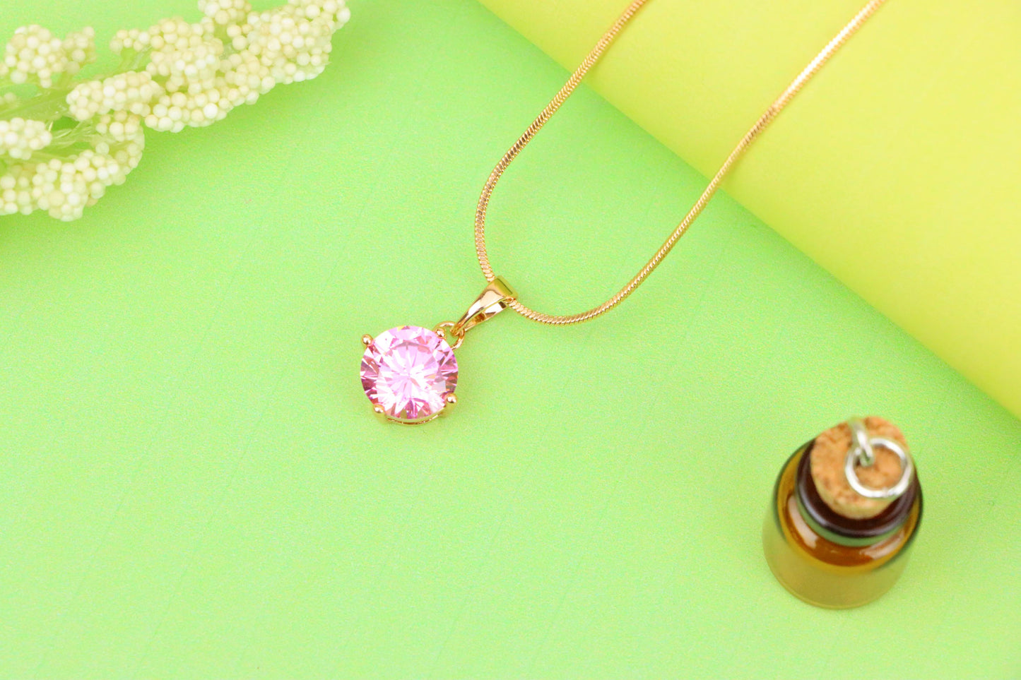 Dazzling Pink Pendant with Gold Plated Finish for Effortless Charm, XPPT1668 (2164-1)