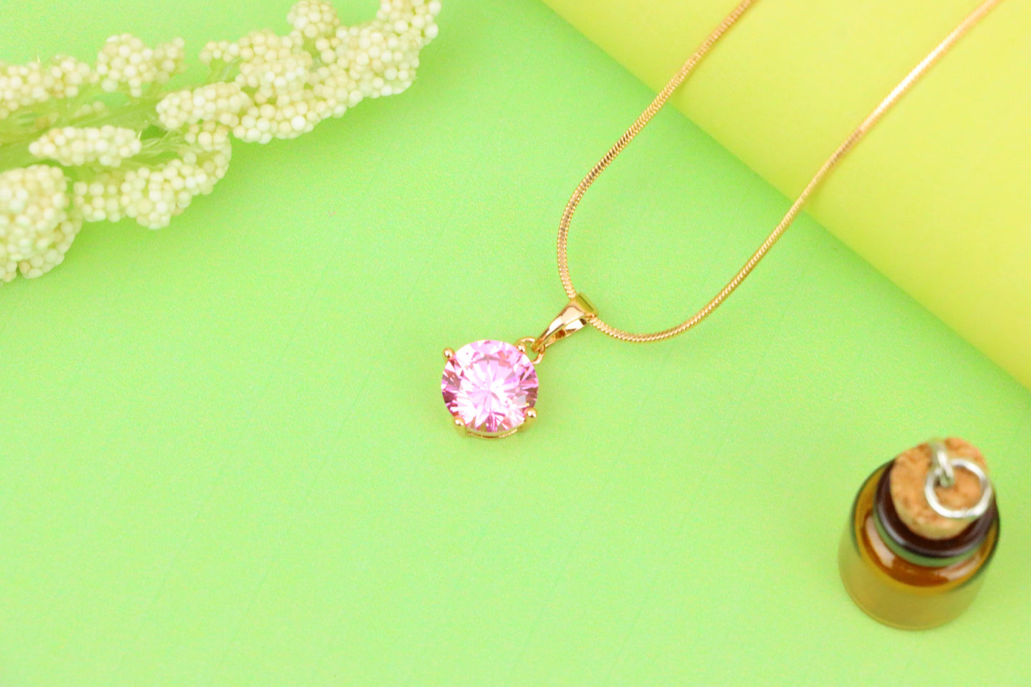 Dazzling Pink Pendant with Gold Plated Finish for Effortless Charm, XPPT1668 (2164-1)