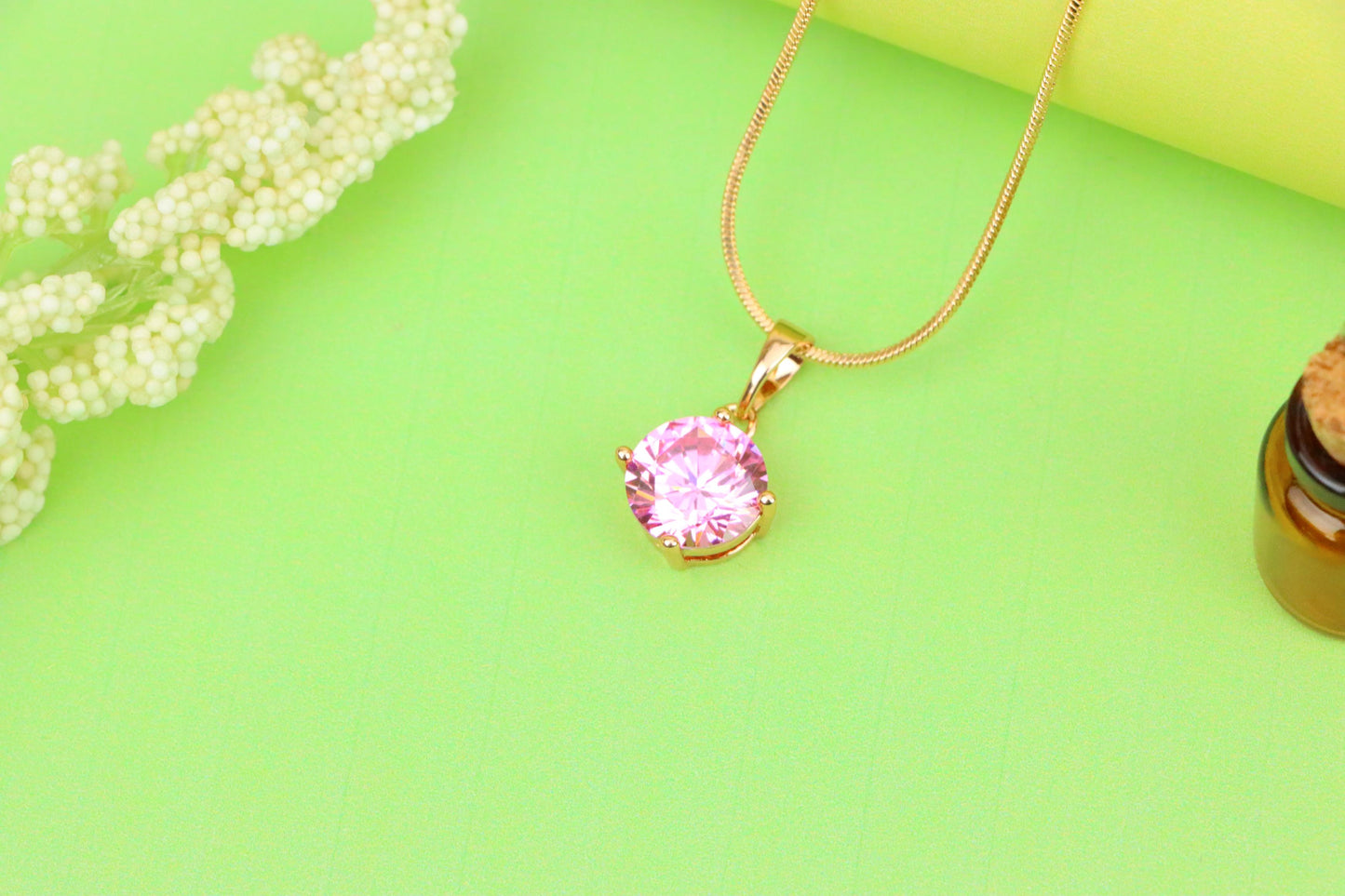 Dazzling Pink Pendant with Gold Plated Finish for Effortless Charm, XPPT1668 (2164-1)