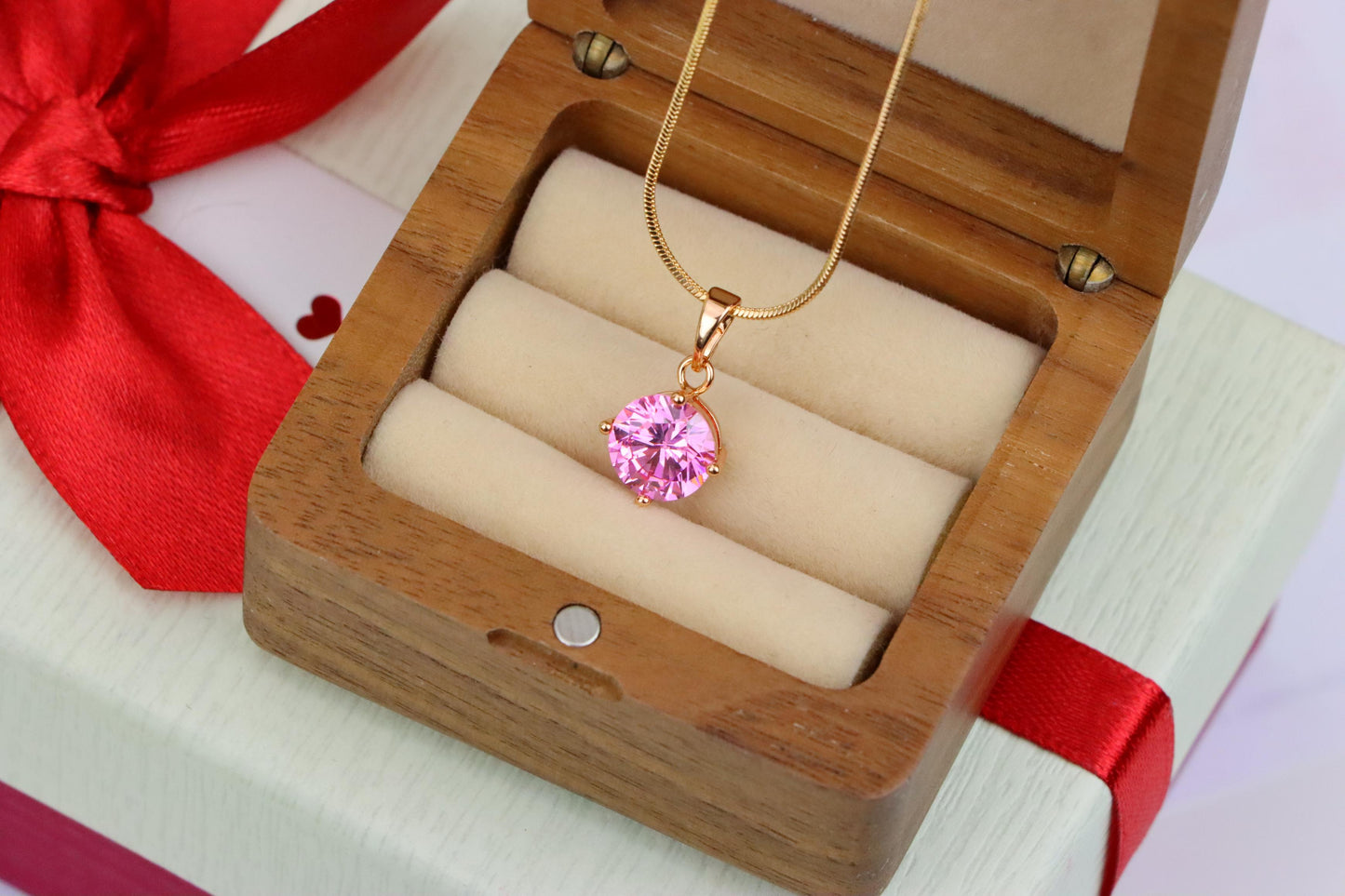 Dazzling Pink Pendant with Gold Plated Finish for Effortless Charm, XPPT1668 (2164-1)