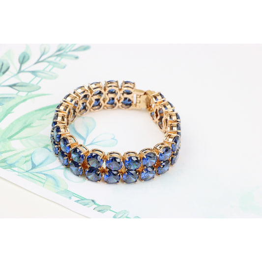 Double Row Blue Stone Rose Gold Bracelet with Bold Glam Look, XPBL0823 (2083-2)