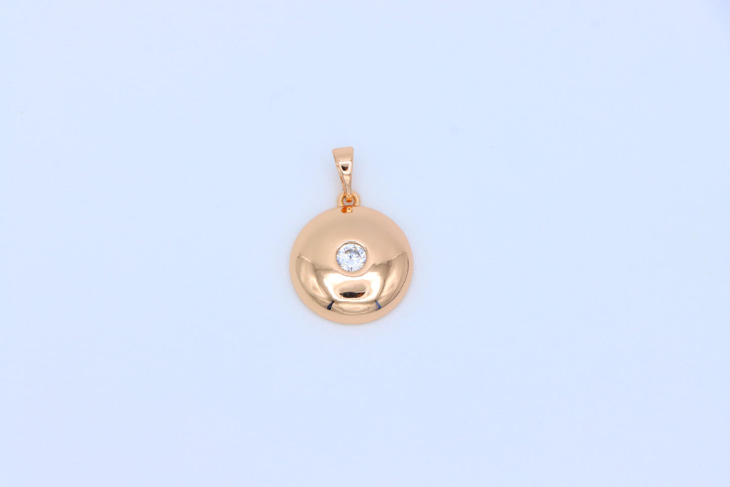 Round Dome Rose Gold Pendant with Single CZ Center Stone, XPPT1520 (2141-3)