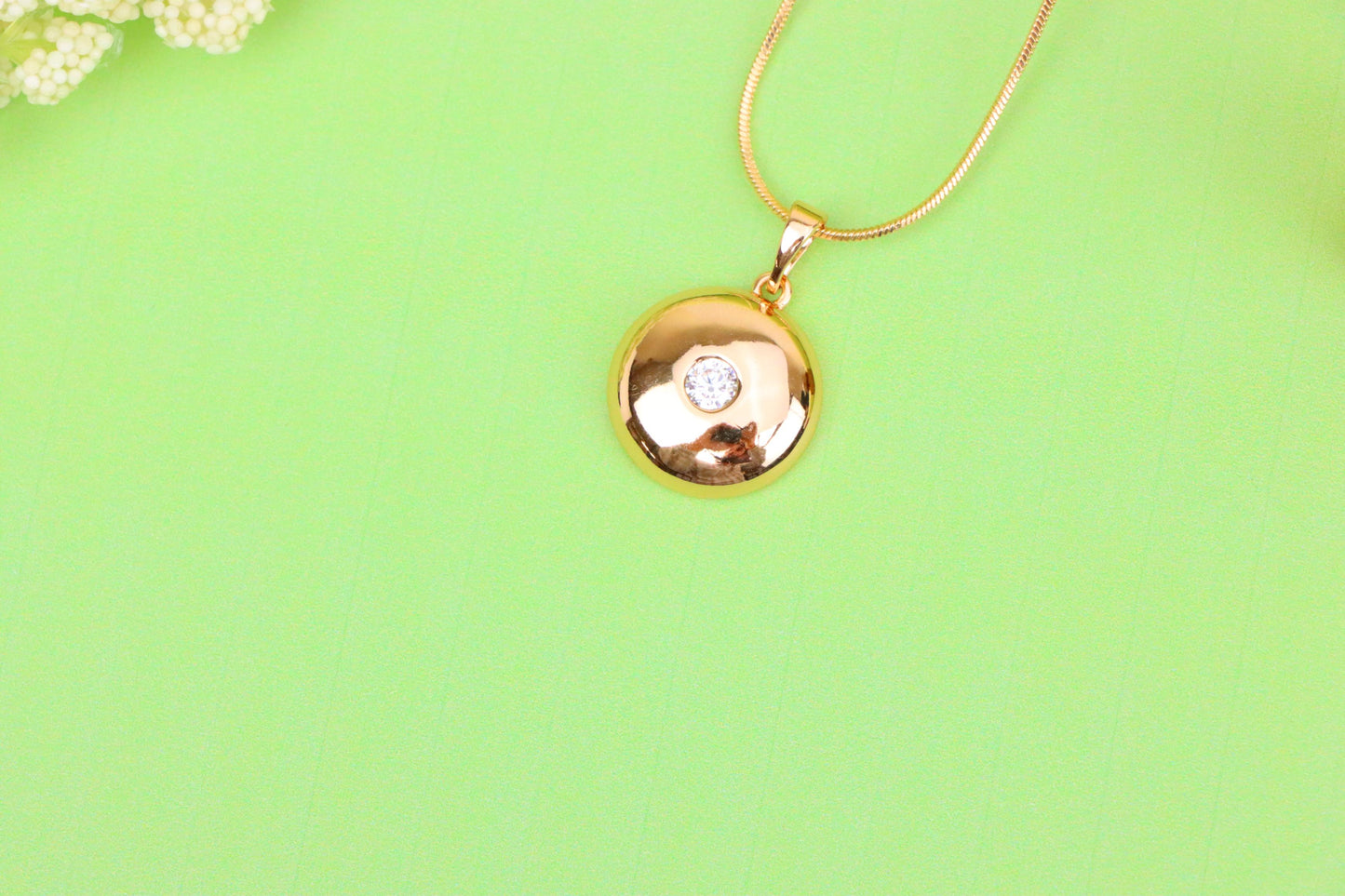 Round Dome Rose Gold Pendant with Single CZ Center Stone, XPPT1520 (2141-3)