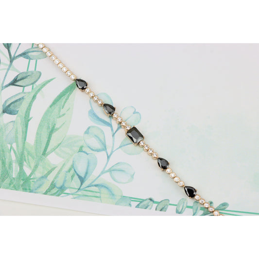 Elegant Black & Clear Stone Rose Gold Bracelet, XPBL0824 (2083-3)