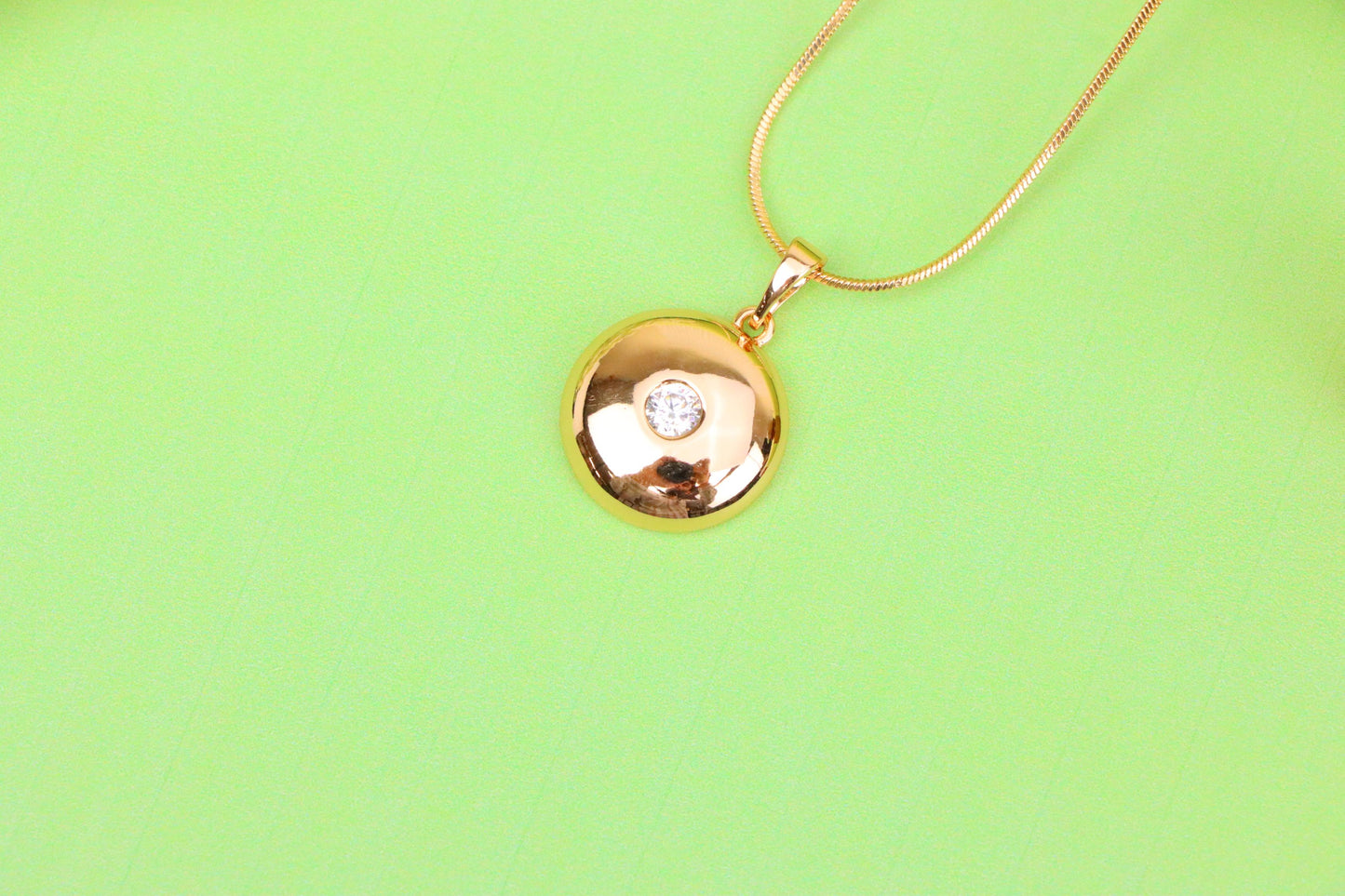 Round Dome Rose Gold Pendant with Single CZ Center Stone, XPPT1520 (2141-3)
