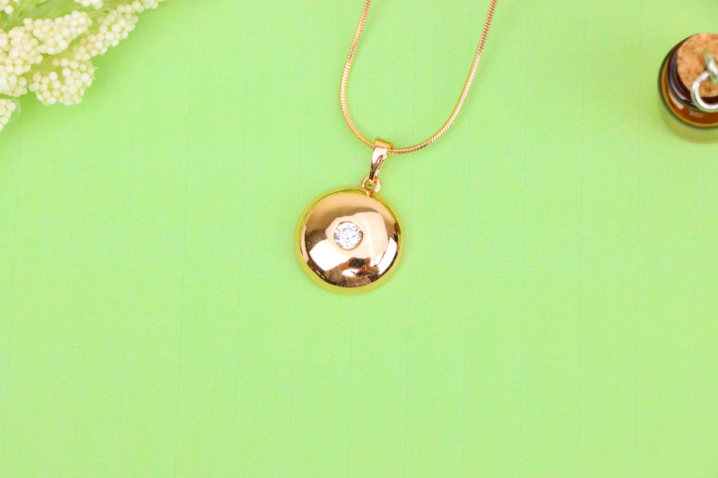 Round Dome Rose Gold Pendant with Single CZ Center Stone, XPPT1520 (2141-3)