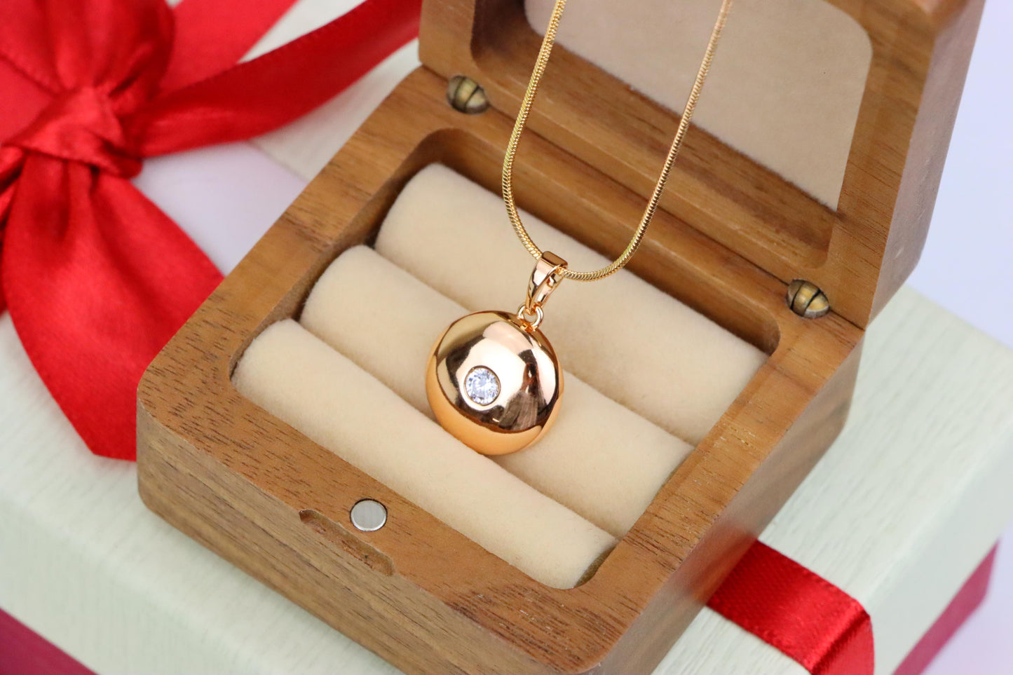Round Dome Rose Gold Pendant with Single CZ Center Stone, XPPT1520 (2141-3)