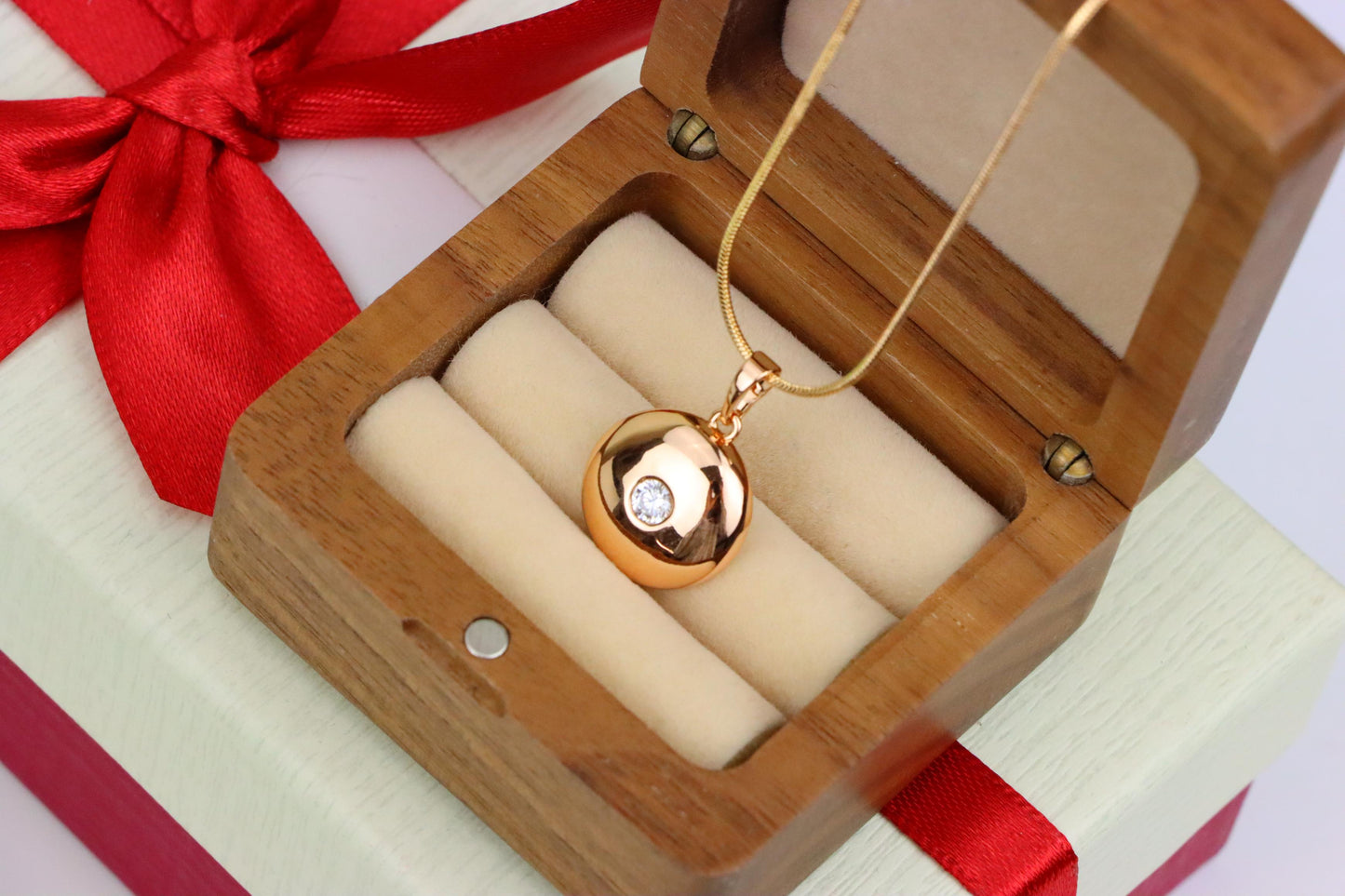 Round Dome Rose Gold Pendant with Single CZ Center Stone, XPPT1520 (2141-3)