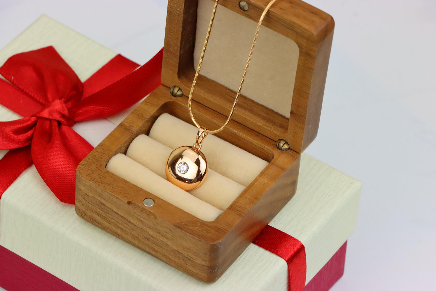 Round Dome Rose Gold Pendant with Single CZ Center Stone, XPPT1520 (2141-3)