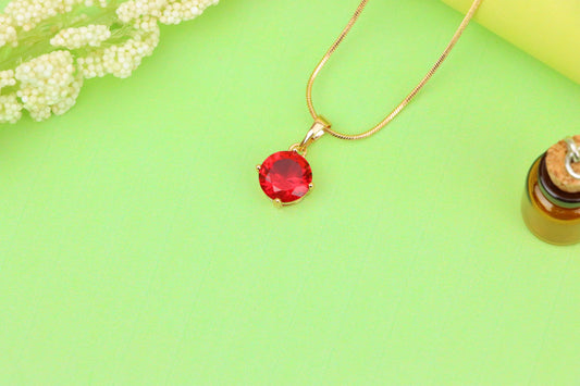 Radiant Red Round Pendant with Gold Plated Finish for Everyday Glam, XPPT1670 (2164-1)