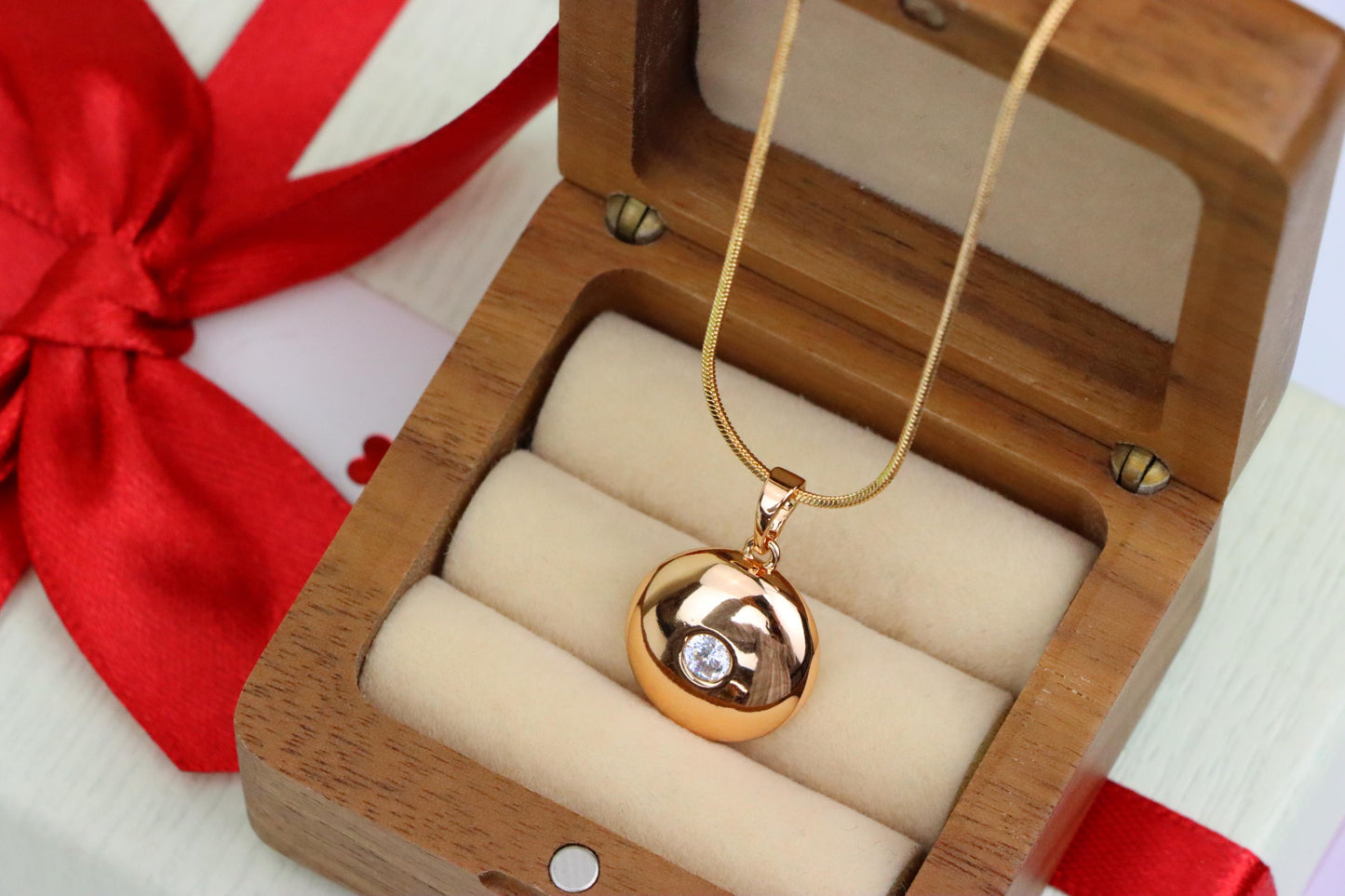 Round Dome Rose Gold Pendant with Single CZ Center Stone, XPPT1520 (2141-3)