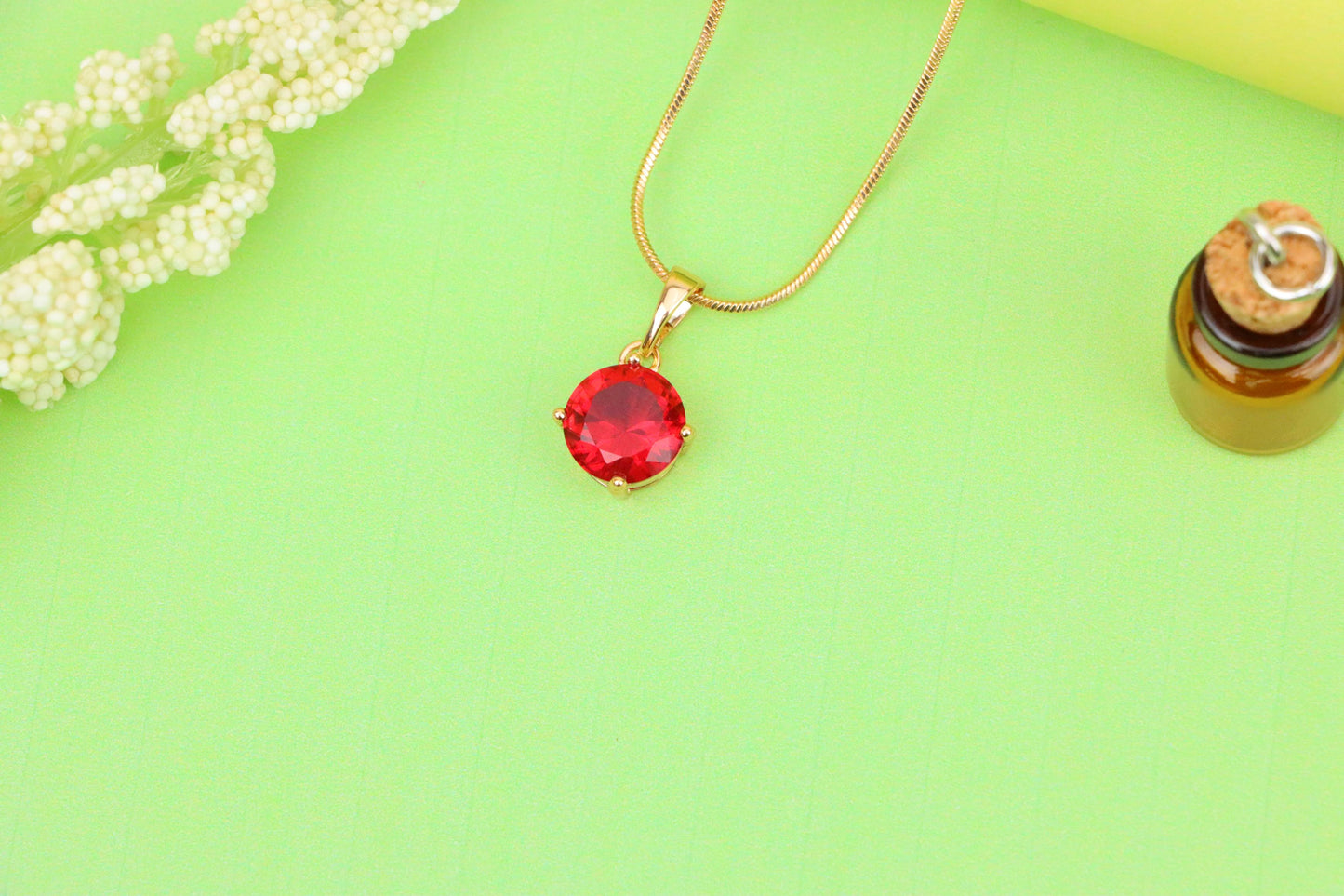 Radiant Red Round Pendant with Gold Plated Finish for Everyday Glam, XPPT1670 (2164-1)