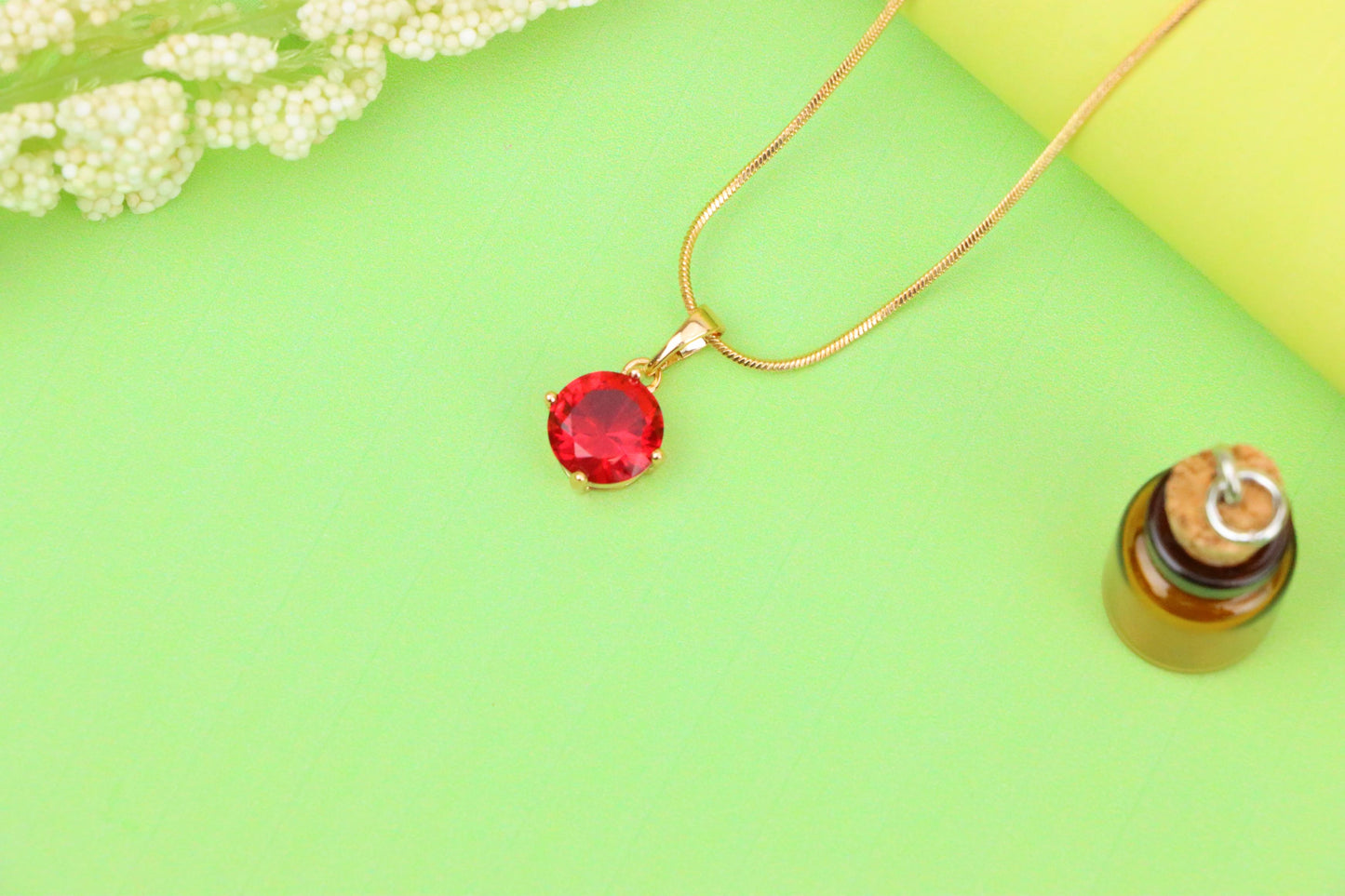 Radiant Red Round Pendant with Gold Plated Finish for Everyday Glam, XPPT1670 (2164-1)