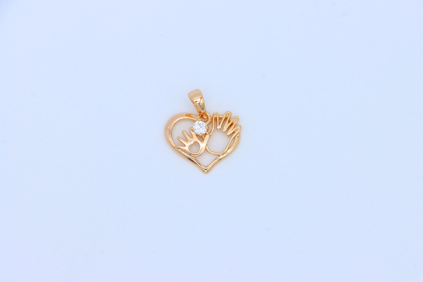 Heart Shaped Rose Gold Pendant with Mother & Child Hand Design, XPPT1521 (2141-4)