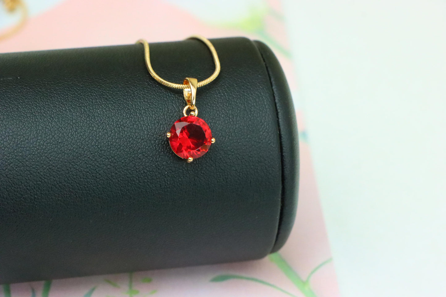 Radiant Red Round Pendant with Gold Plated Finish for Everyday Glam, XPPT1670 (2164-1)