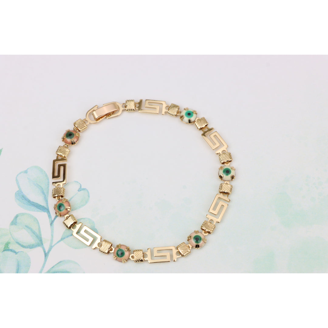 Greek Key Evil Eye Rose Gold Bracelet, XPNL0825 (2083-4)