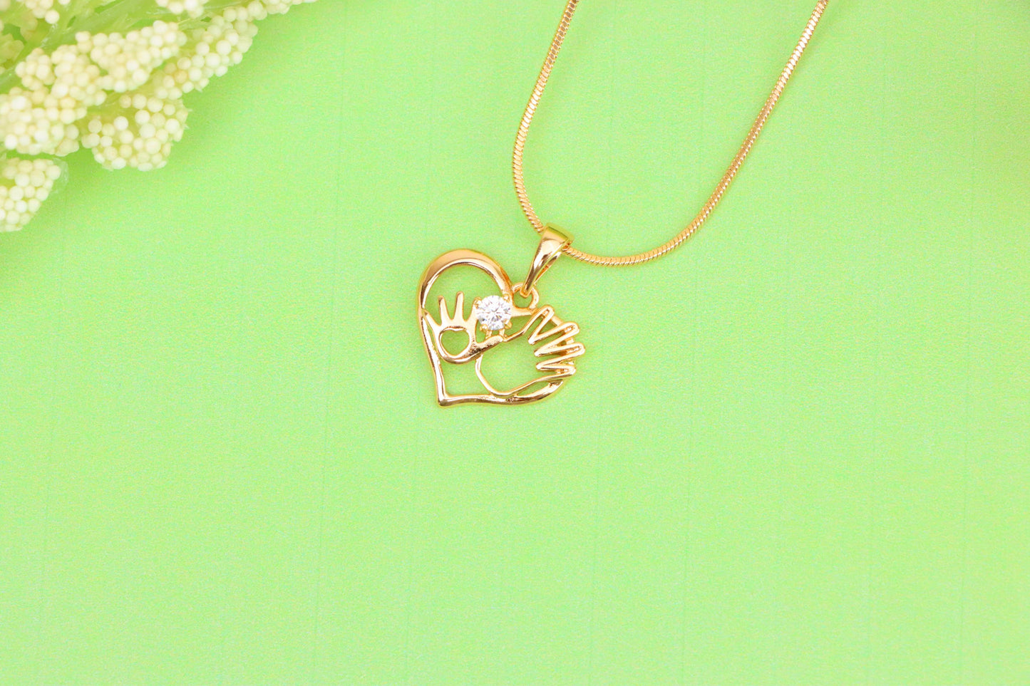 Heart Shaped Rose Gold Pendant with Mother & Child Hand Design, XPPT1521 (2141-4)