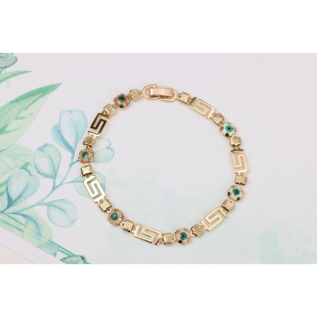 Greek Key Evil Eye Rose Gold Bracelet, XPNL0825 (2083-4)