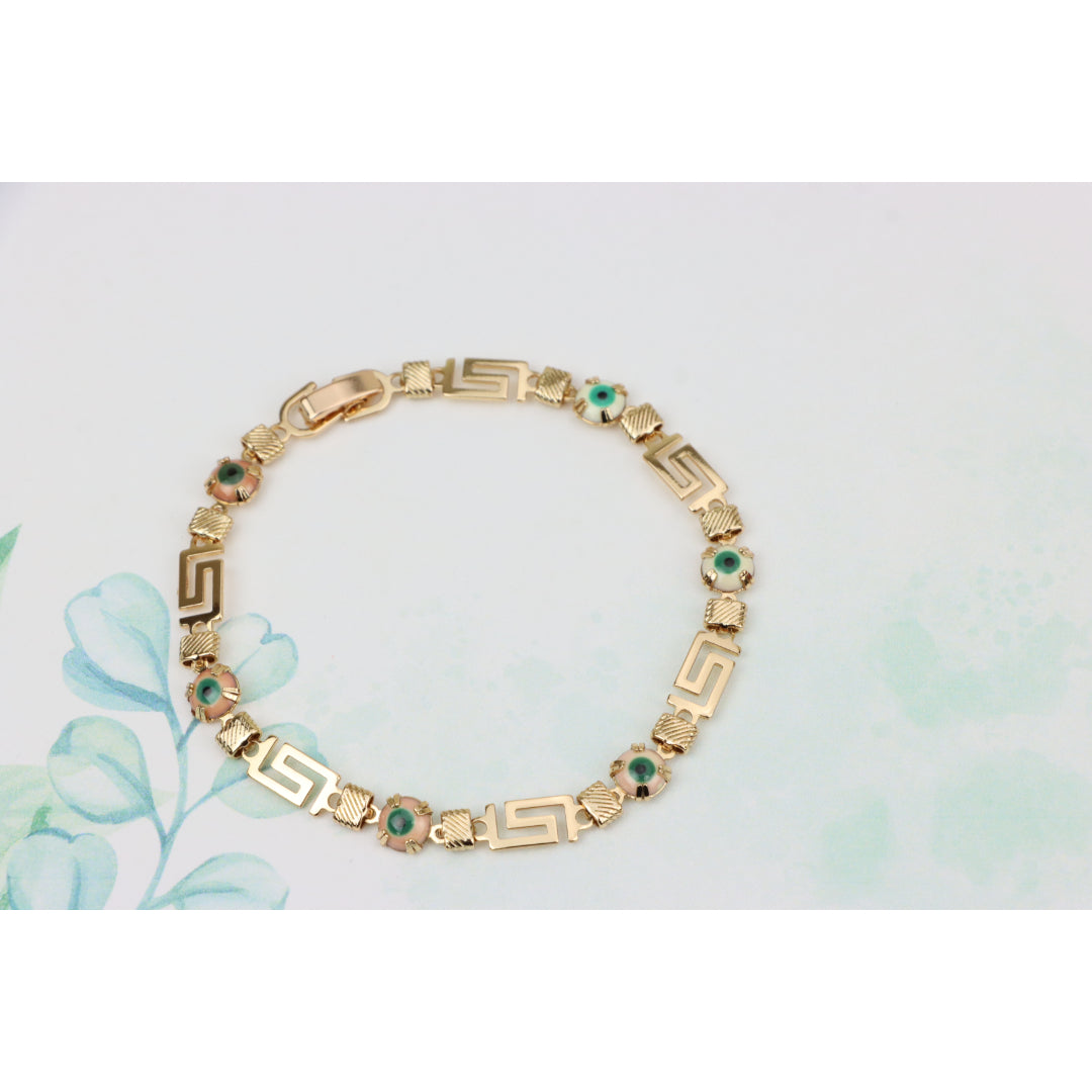 Greek Key Evil Eye Rose Gold Bracelet, XPNL0825 (2083-4)
