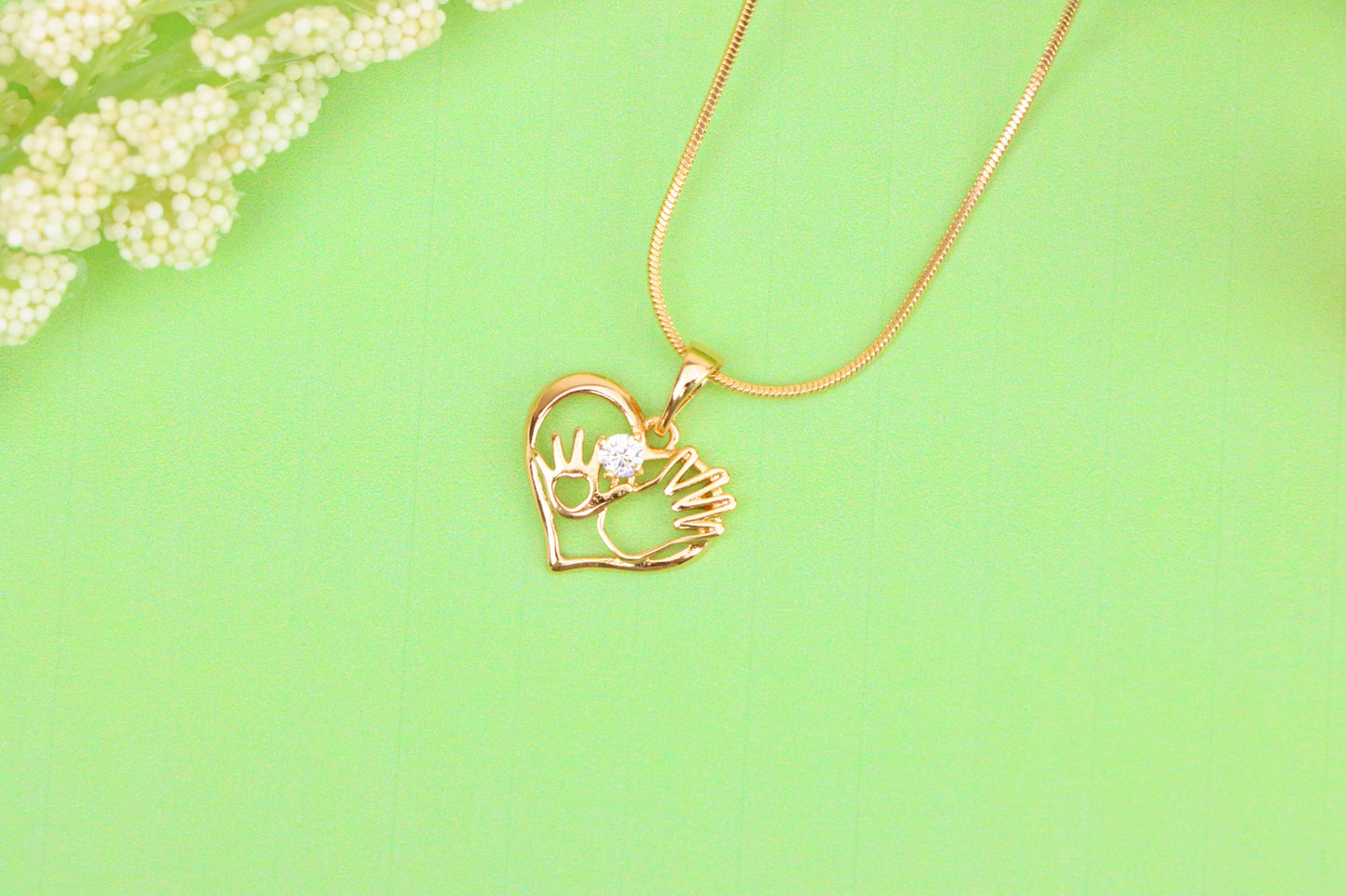 Heart Shaped Rose Gold Pendant with Mother & Child Hand Design, XPPT1521 (2141-4)