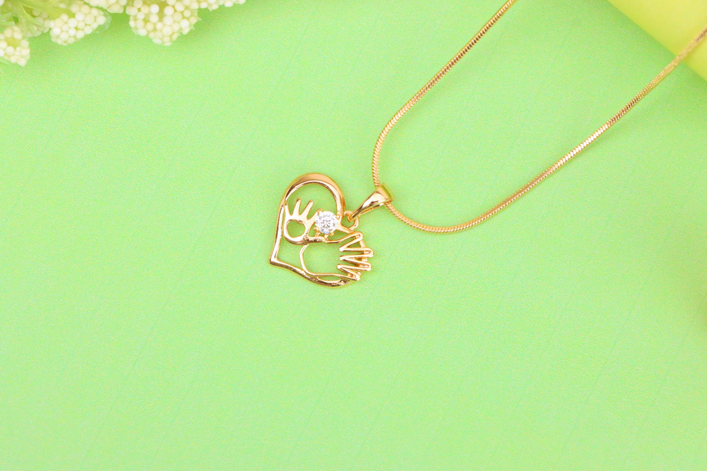 Heart Shaped Rose Gold Pendant with Mother & Child Hand Design, XPPT1521 (2141-4)